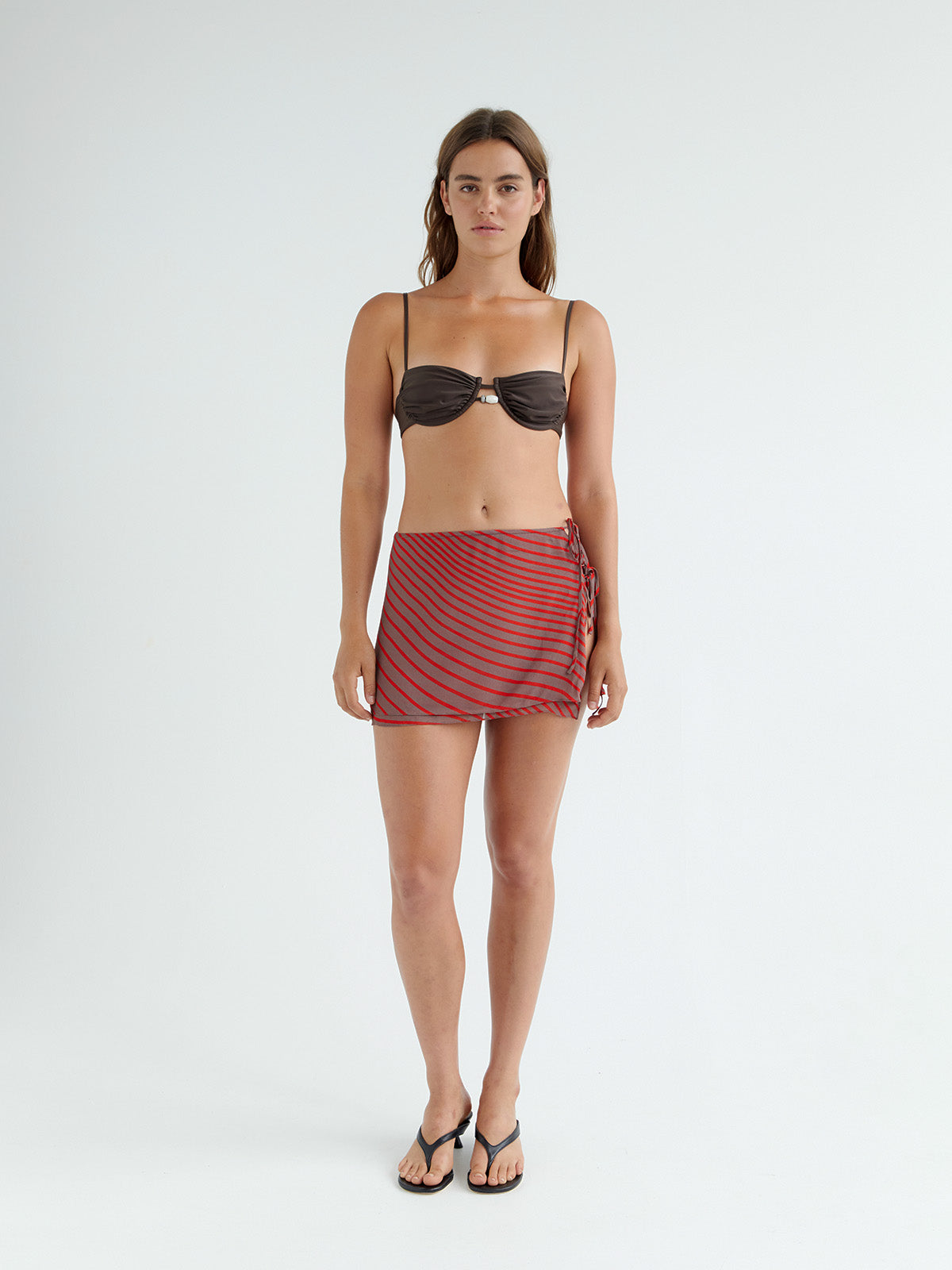 Ida Beach Skirt Red And Brown -  Mise Swimwear