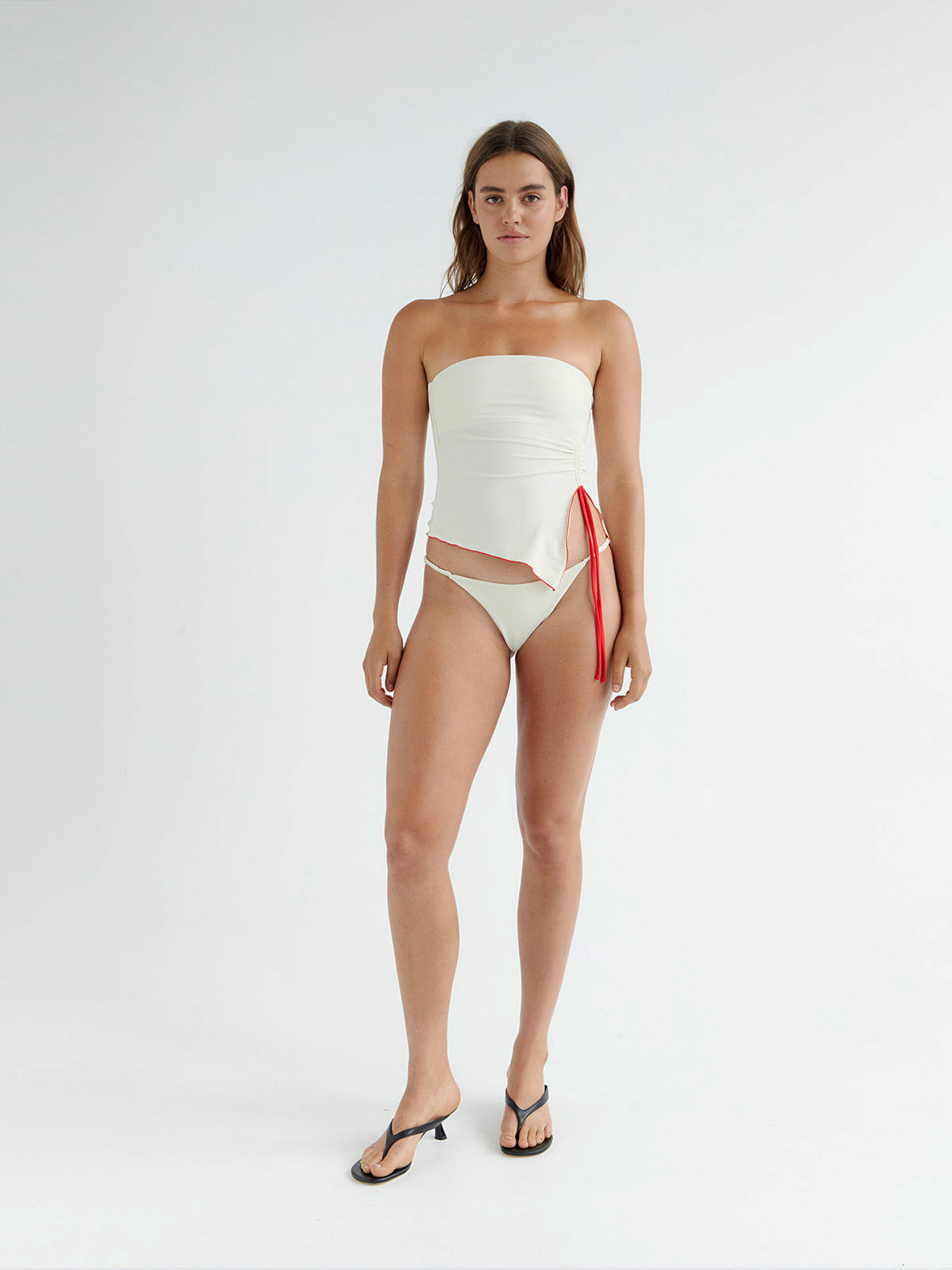Mia Swim Top Cream and Red - Mise Swimwear